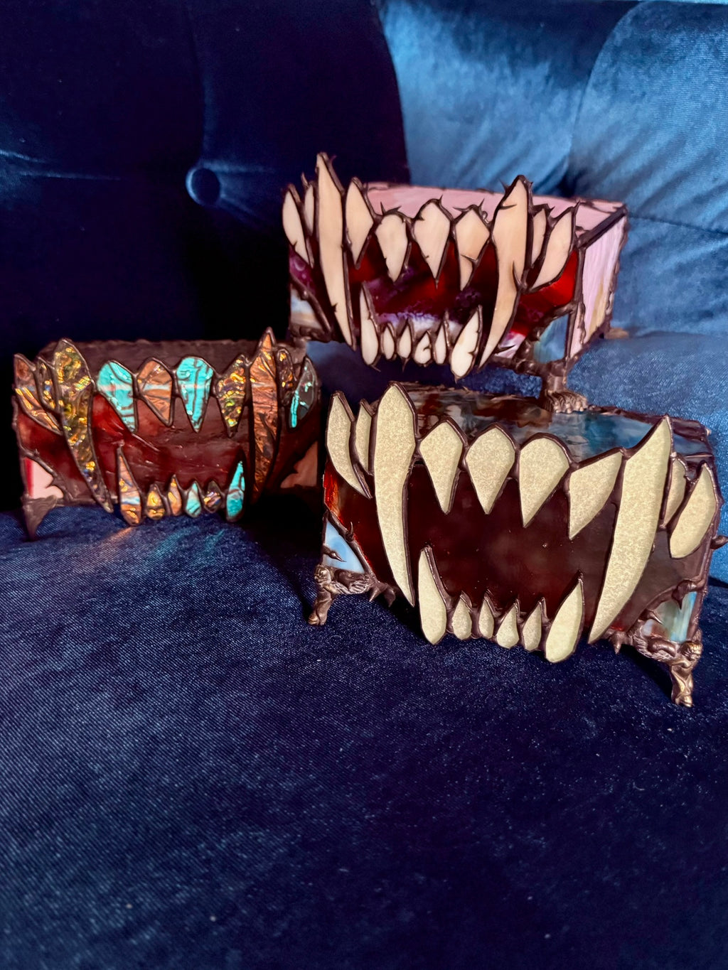 Fangs trinket stained glass box - made to order