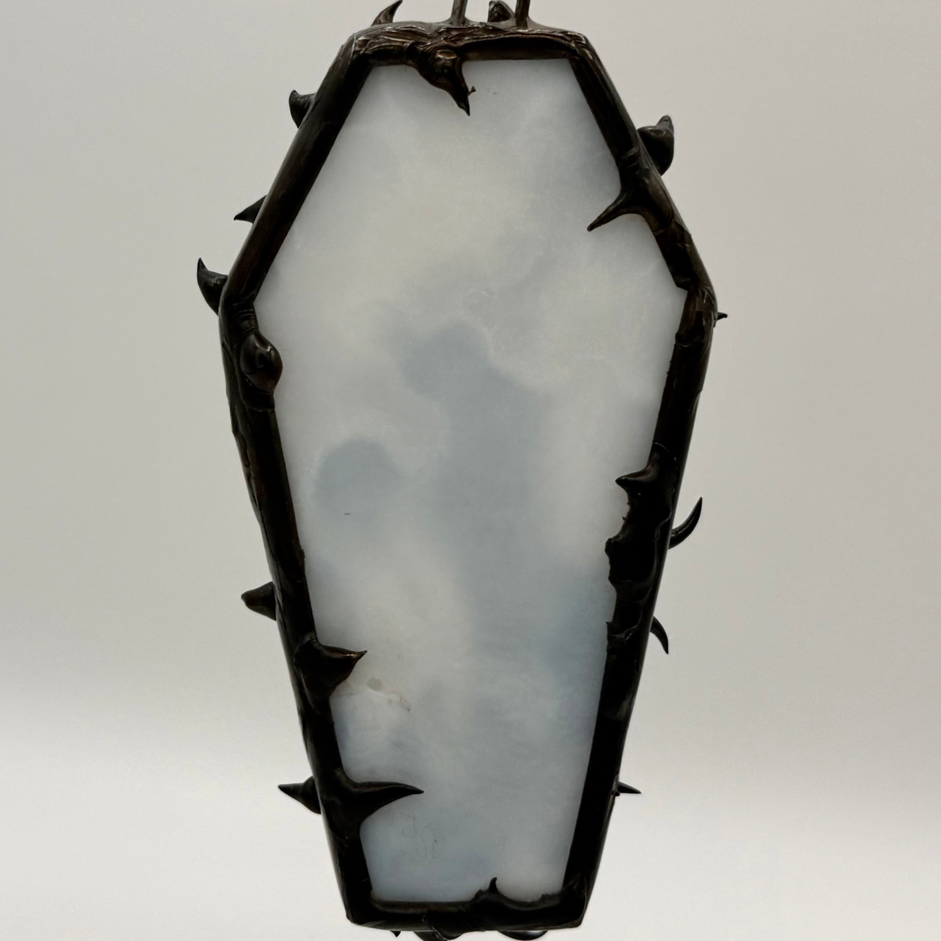Buds through iridescent textures coffin