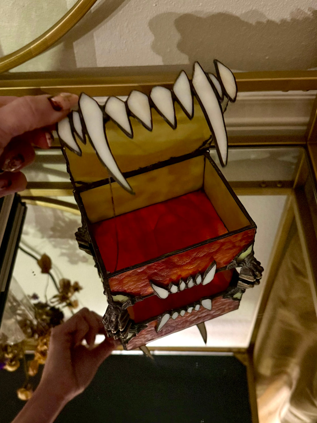 Fangs trinket stained glass box - made to order