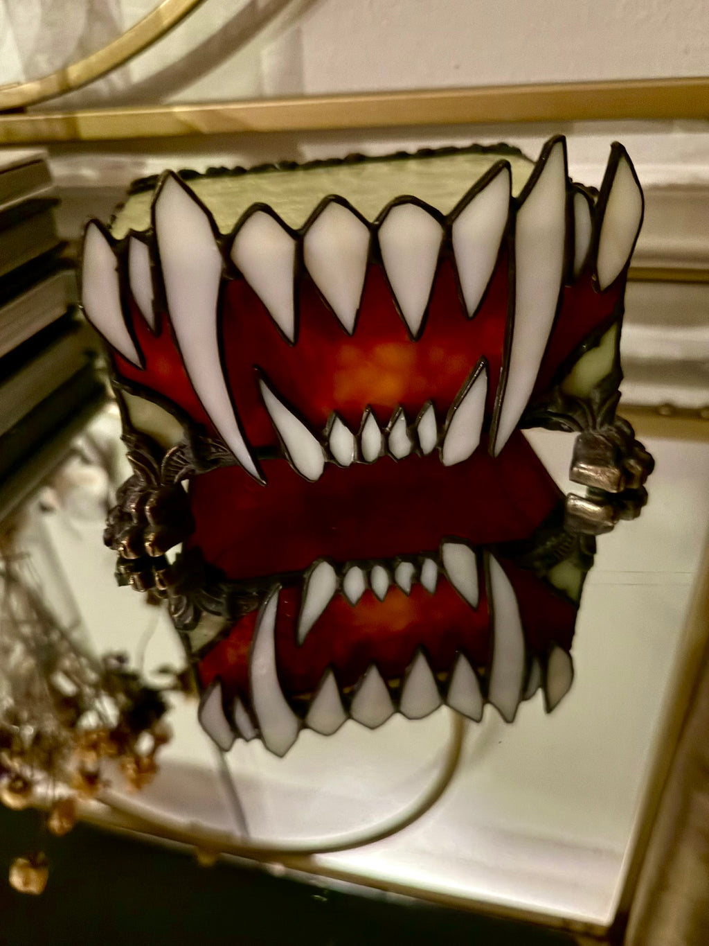 Fangs trinket stained glass box - made to order